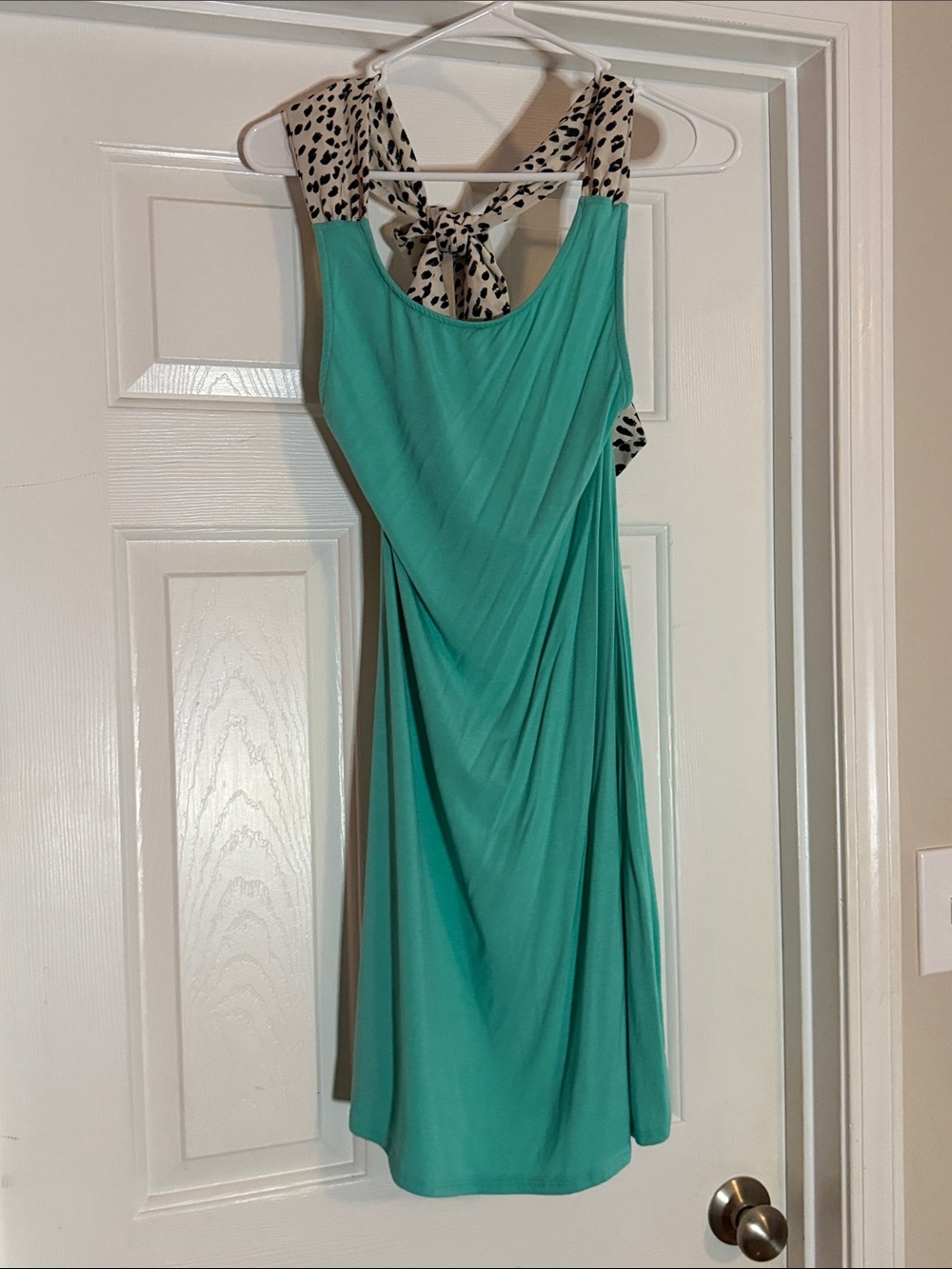 Beeson River Teal Midi Dress with Animal-Print Tie Back